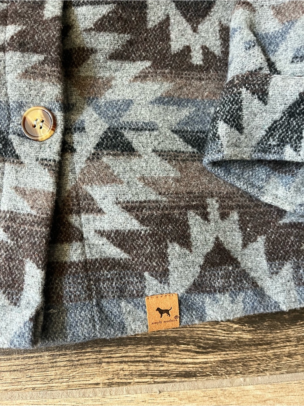 Simply Southern Aztec Print Button-Up Jacket - Picture 3 of 7